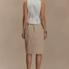 Falda midi con abertura delantera de sarga Vera – Camel Falda midi con abertura delantera de sarga Vera – Camel