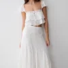 Falda midi con paneles de encaje Skylar – Blanca