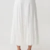 Falda midi con paneles de encaje Skylar – Blanca