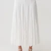Falda midi con paneles de encaje Skylar – Blanca