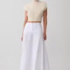 Falda midi de cintura curvada Selma – Blanca Falda midi de cintura curvada Selma – Blanca