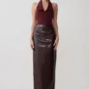 Falda midi de imitación de piel de cocodrilo Thalia – Merlot Falda midi de imitación de piel de cocodrilo Thalia – Merlot