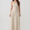 Falda midi de lino deshilachada Annie – Natural Falda midi de lino deshilachada Annie – Natural