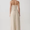 Falda midi de lino deshilachada Annie – Natural Falda midi de lino deshilachada Annie – Natural