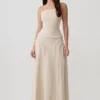 Falda midi de lino deshilachada Annie – Natural Falda midi de lino deshilachada Annie – Natural