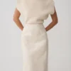 Falda midi de piel sintética con efecto cocodrilo Thalia – Marfil Falda midi de piel sintética con efecto cocodrilo Thalia – Marfil