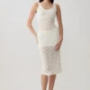 Falda midi de punto de ganchillo Atlantis – Blanco Falda midi de punto de ganchillo Atlantis – Blanco