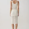 Falda midi de punto de ganchillo Atlantis – Blanco Falda midi de punto de ganchillo Atlantis – Blanco