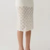 Falda midi de punto de ganchillo Atlantis – Blanco Falda midi de punto de ganchillo Atlantis – Blanco