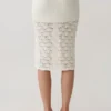 Falda midi de punto de ganchillo Atlantis – Blanco Falda midi de punto de ganchillo Atlantis – Blanco