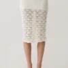 Falda midi de punto de ganchillo Atlantis – Blanco Falda midi de punto de ganchillo Atlantis – Blanco