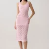 Falda midi de punto de ganchillo Atlantis – Rosa bebé Falda midi de punto de ganchillo Atlantis – Rosa bebé
