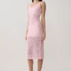Falda midi de punto de ganchillo Atlantis – Rosa bebé Falda midi de punto de ganchillo Atlantis – Rosa bebé