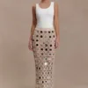 Falda midi de punto espejado Noel – Beige Falda midi de punto espejado Noel – Beige