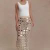 Falda midi de punto espejado Noel – Beige Falda midi de punto espejado Noel – Beige