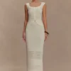 Falda midi de punto festoneado Madeline – Marfil Falda midi de punto festoneado Madeline – Marfil