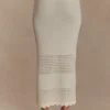 Falda midi de punto festoneado Madeline – Marfil Falda midi de punto festoneado Madeline – Marfil