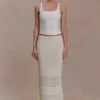 Falda midi de punto festoneado Madeline – Marfil Falda midi de punto festoneado Madeline – Marfil