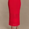 Falda midi de punto festoneado Madeline – Rojo Falda midi de punto festoneado Madeline – Rojo