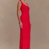 Falda midi de punto festoneado Madeline – Rojo Falda midi de punto festoneado Madeline – Rojo