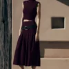 Falda midi de punto vendaje Romaine – Burdeos Falda midi de punto vendaje Romaine – Burdeos