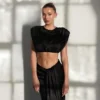 Falda midi de seda Zendaya – Negro Falda midi de seda Zendaya – Negro