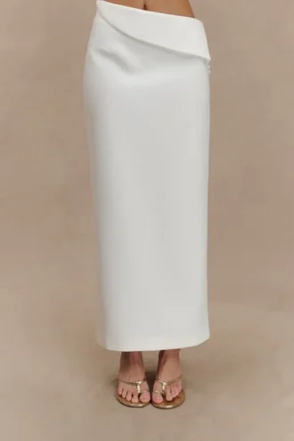 Falda midi de traje Astrid – Blanca