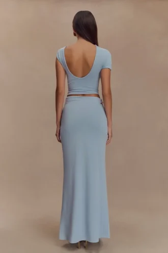 Falda midi Haven Slinky Twist – Azul pálido