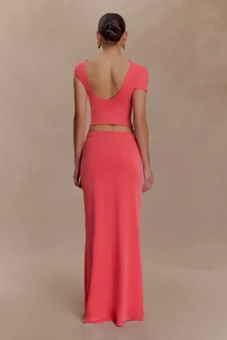 Falda midi Haven Slinky Twist – Coral