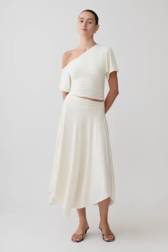 Falda midi Luu Slinky – Marfil