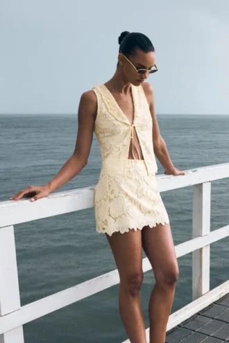 Falda Tessa Broderie – Limón