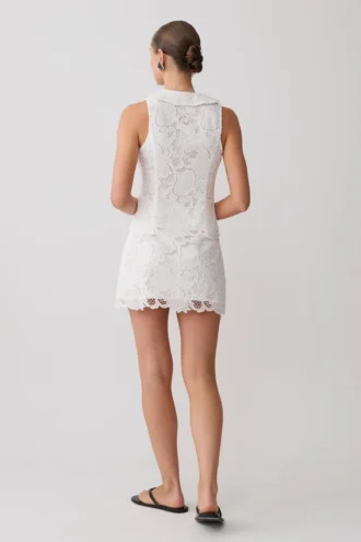 Falda Tessa Broderie Mini – Blanca