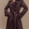 Gabardina de imitación de cuero Tarah – Marrón cacao Gabardina de imitación de cuero Tarah – Marrón cacao