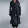 Gabardina Tarah de imitación de piel – Negro Gabardina Tarah de imitación de piel – Negro