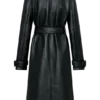 Gabardina Tarah de imitación de piel – Negro Gabardina Tarah de imitación de piel – Negro