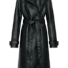 Gabardina Tarah de imitación de piel – Negro Gabardina Tarah de imitación de piel – Negro