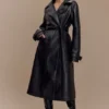 Gabardina Tarah de imitación de piel – Negro Gabardina Tarah de imitación de piel – Negro