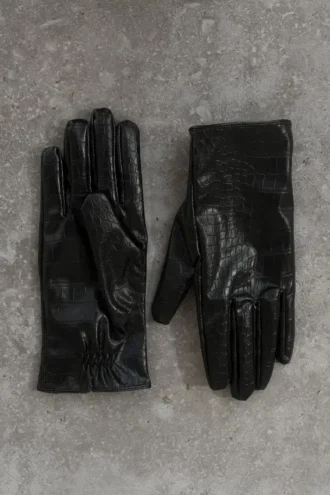 Guantes Atlas de imitación de piel de cocodrilo – Negro Guantes Atlas de imitación de piel de cocodrilo – Negro