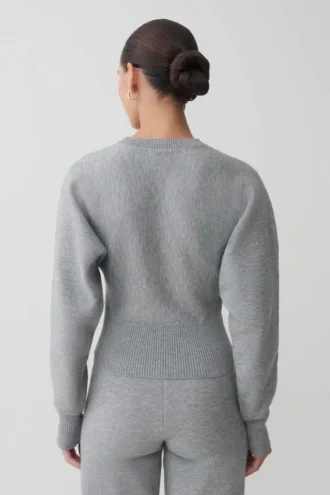 Jersey Ciaralee con cintura entallada – Gris jaspeado