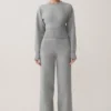 Pantalones de punto de pierna recta Kerrymae – Gris jaspeado