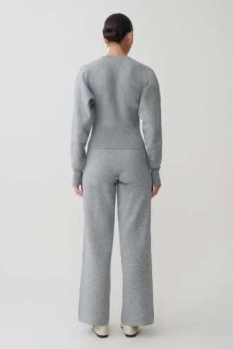 Pantalones de punto de pierna recta Kerrymae – Gris jaspeado