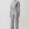 Pantalones de punto de pierna recta Kerrymae – Gris jaspeado