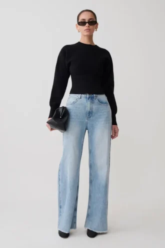 Jersey con cintura ceñida Ciaralee – Negro