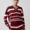 Jersey de punto de manga larga Philly Stripe – Burdeos/Crema