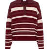 Jersey de punto de manga larga Philly Stripe – Burdeos/Crema