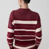 Jersey de punto de manga larga Philly Stripe – Burdeos/Crema