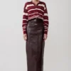 Jersey de punto de manga larga Philly Stripe – Burdeos/Crema