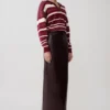 Jersey de punto de manga larga Philly Stripe – Burdeos/Crema