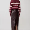 Jersey de punto de manga larga Philly Stripe – Burdeos/Crema