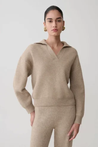 Jersey de punto Luca – Beige jaspeado